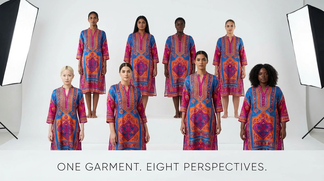 AI fashion photography generating diverse and size-inclusive on-model images