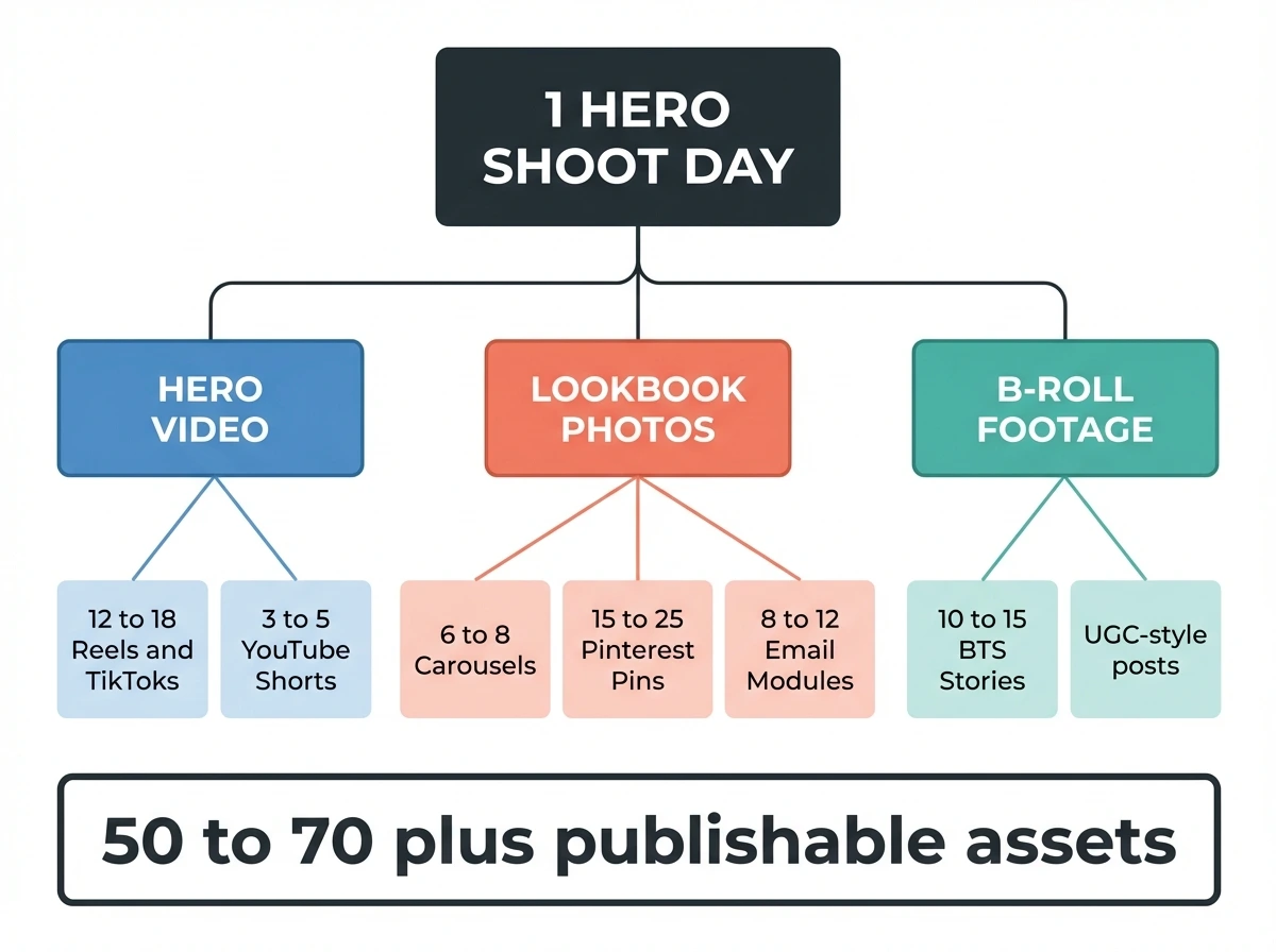 Atomization output tree - how one hero shoot becomes 50+ assets